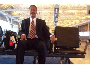 The webmaster, traveling for a job interview
