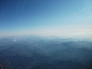 Chinese mountains in haze