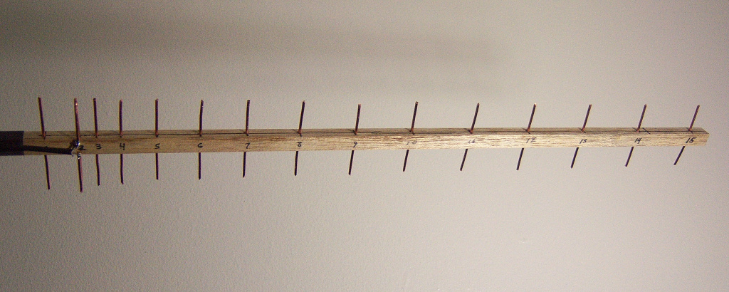 The completed wi fi yagi antenna.