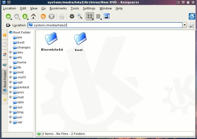 Boot and Bluewhite64 folders on USB flash drive