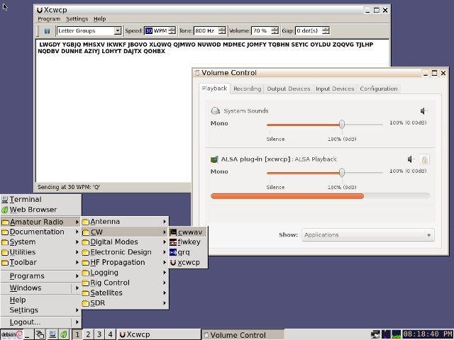 The desktop of Andy's Hamradio Linux.
