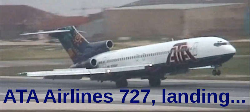 ATA Airlines Boeing 727, landing.