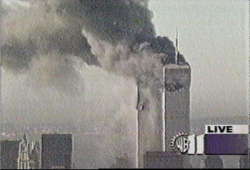 Last WPIX frame before collapse of World Trade Center 1